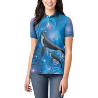 Paikea New Zealand Matariki Women Polo Shirt Humpback Whale Taniko Motifs Ocean Vibes LT14 - Polynesian Pride