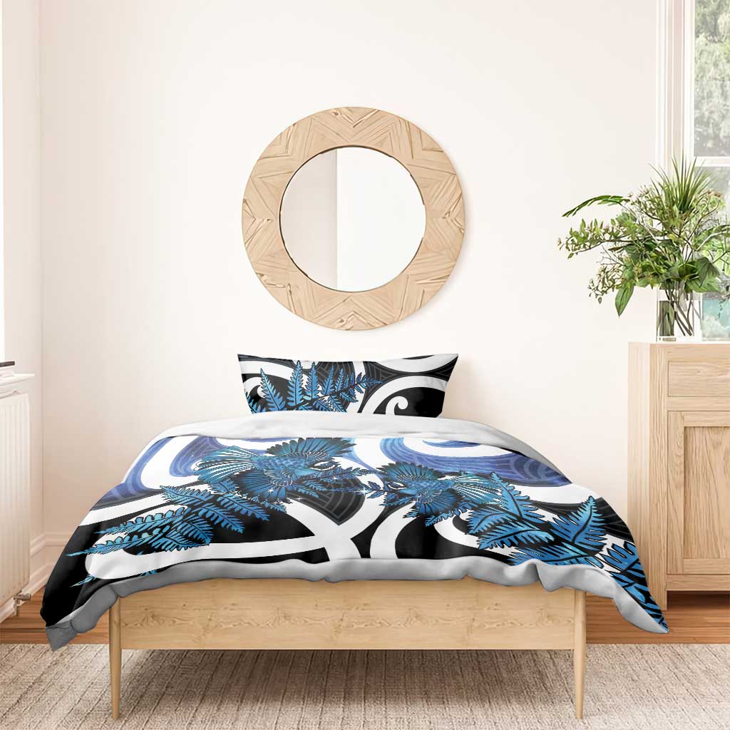 Piwakawaka New Zealand Matariki Bedding Set Maori New Year Silver Fern Blue Galaxy LT14 - Polynesian Pride