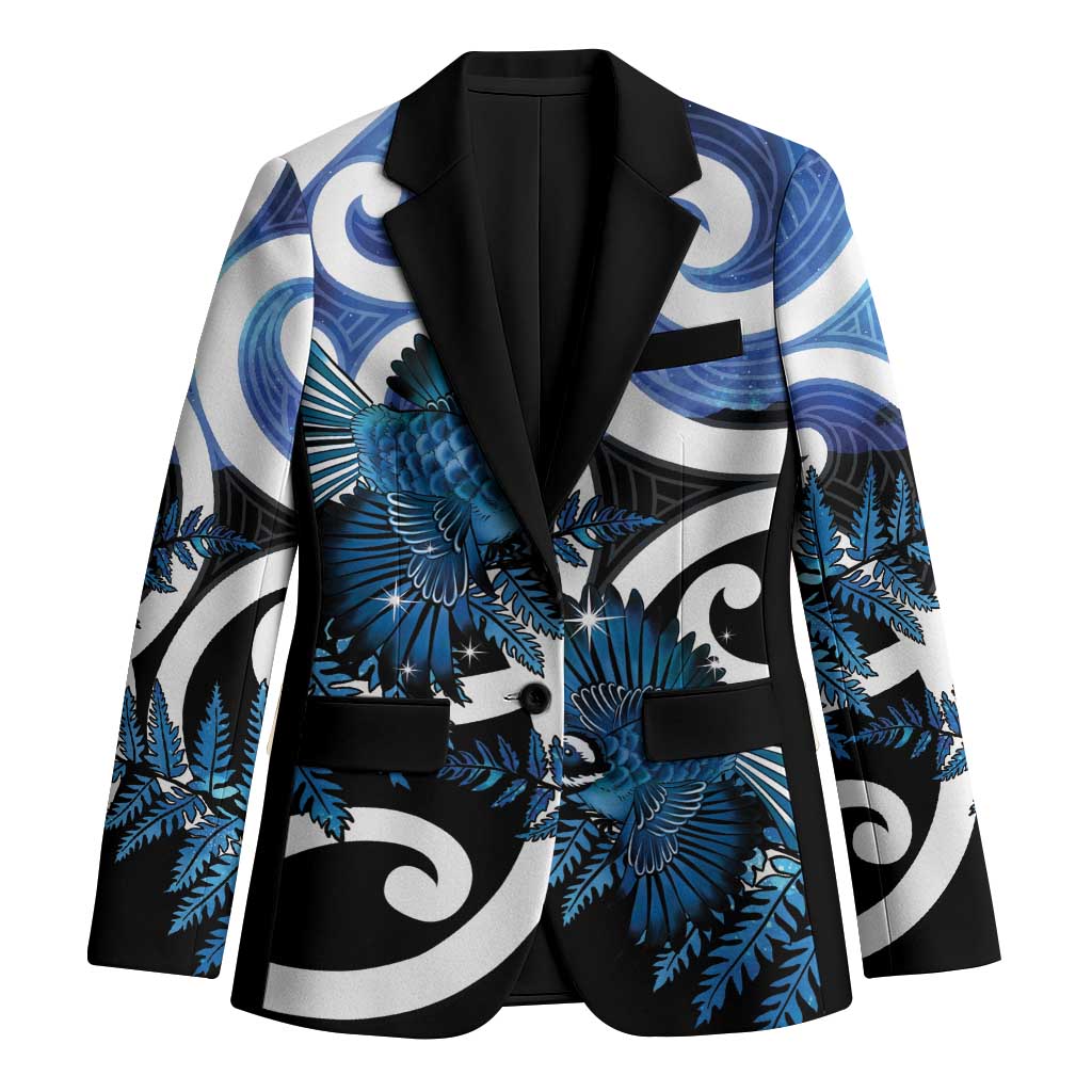 Piwakawaka New Zealand Matariki Blazer Maori New Year Silver Fern Blue Galaxy LT14 Unisex Blue - Polynesian Pride