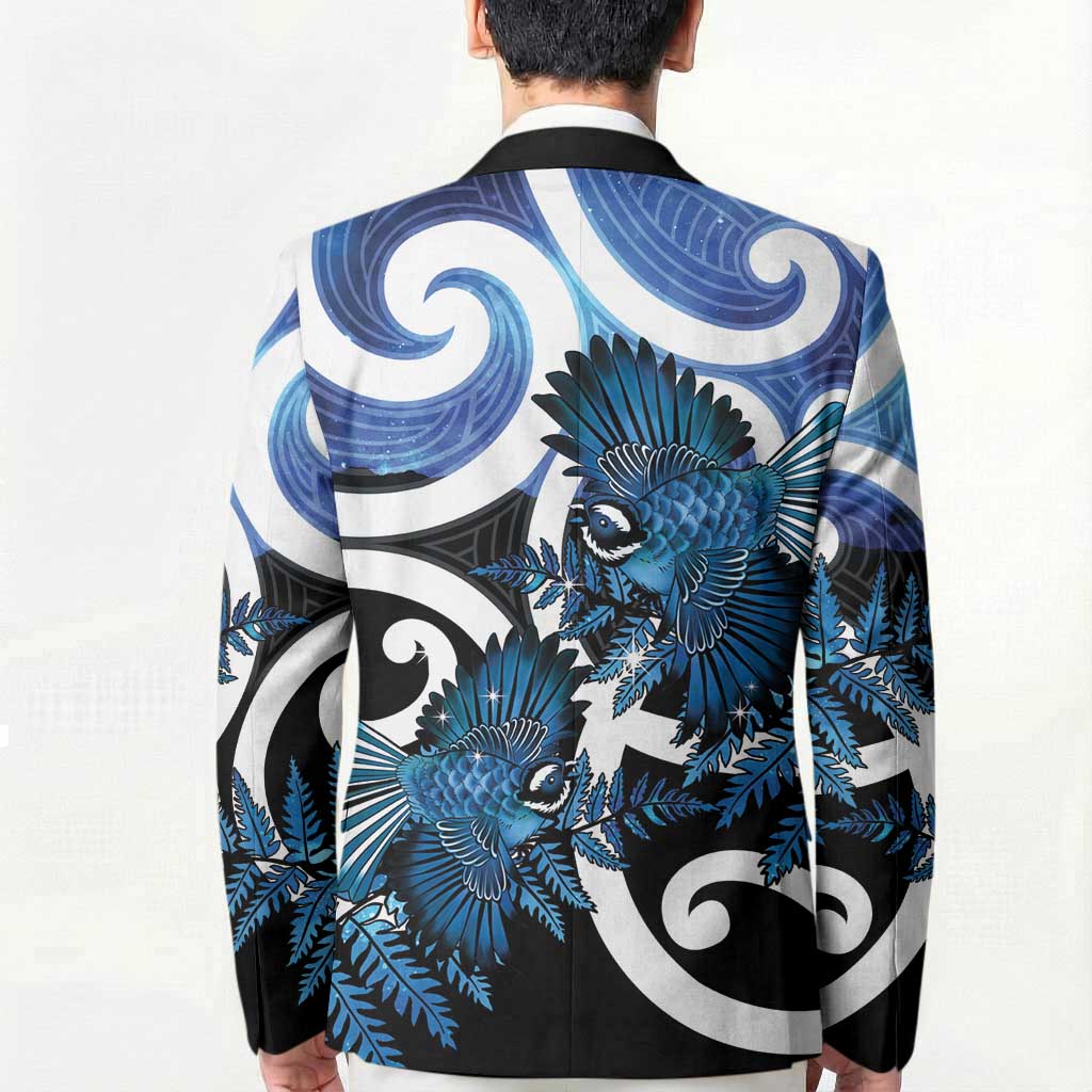 Piwakawaka New Zealand Matariki Blazer Maori New Year Silver Fern Blue Galaxy LT14 - Polynesian Pride