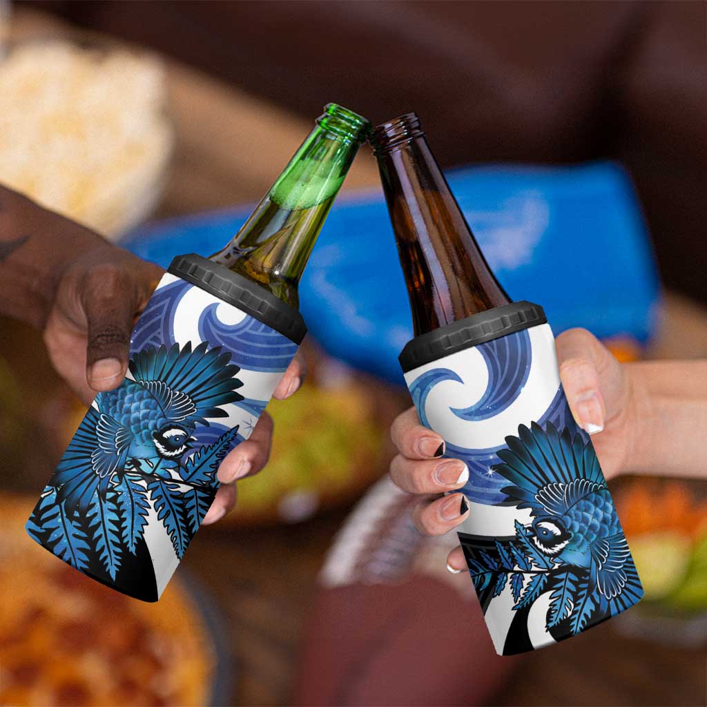 Piwakawaka New Zealand Matariki 4 in 1 Can Cooler Tumbler Maori New Year Silver Fern Blue Galaxy LT14 - Polynesian Pride