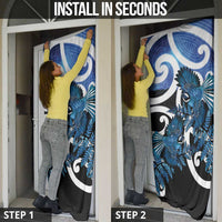 Piwakawaka New Zealand Matariki Door Cover Maori New Year Silver Fern Blue Galaxy LT14 - Polynesian Pride