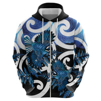 Piwakawaka New Zealand Matariki Hoodie Maori New Year Silver Fern Blue Galaxy LT14 - Polynesian Pride
