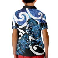 Piwakawaka New Zealand Matariki Kid Polo Shirt Maori New Year Silver Fern Blue Galaxy LT14 - Polynesian Pride
