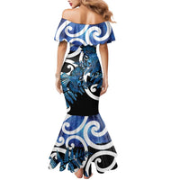 Piwakawaka New Zealand Matariki Mermaid Dress Maori New Year Silver Fern Blue Galaxy LT14 - Polynesian Pride