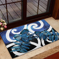 Piwakawaka New Zealand Matariki Rubber Doormat Maori New Year Silver Fern Blue Galaxy LT14 - Polynesian Pride