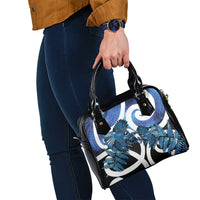 Piwakawaka New Zealand Matariki Shoulder Handbag Maori New Year Silver Fern Blue Galaxy LT14 - Polynesian Pride