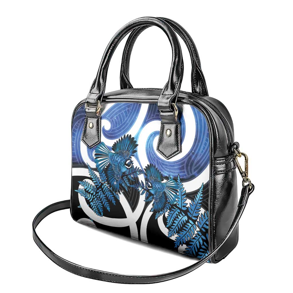 Piwakawaka New Zealand Matariki Shoulder Handbag Maori New Year Silver Fern Blue Galaxy LT14 - Polynesian Pride