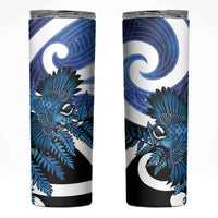 Piwakawaka New Zealand Matariki Skinny Tumbler Maori New Year Silver Fern Blue Galaxy LT14 Blue - Polynesian Pride