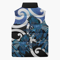 Piwakawaka New Zealand Matariki Sleeveless Puffer Jacket Maori New Year Silver Fern Blue Galaxy LT14 - Polynesian Pride