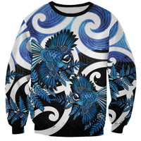 Piwakawaka New Zealand Matariki Sweatshirt Maori New Year Silver Fern Blue Galaxy LT14 Unisex Blue - Polynesian Pride