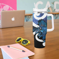 Piwakawaka New Zealand Matariki Tumbler With Handle Maori New Year Silver Fern Blue Galaxy LT14 - Polynesian Pride