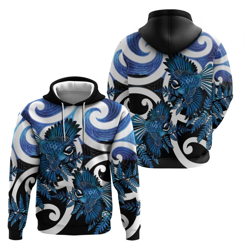 Piwakawaka New Zealand Matariki Zip Hoodie Maori New Year Silver Fern Blue Galaxy LT14 - Polynesian Pride