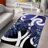 Piwakawaka New Zealand Matariki Area Rug Maori New Year Silver Fern Purple Galaxy LT14 - Polynesian Pride