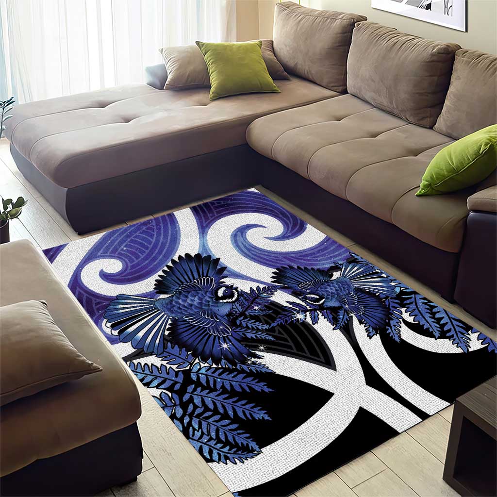 Piwakawaka New Zealand Matariki Area Rug Maori New Year Silver Fern Purple Galaxy LT14 - Polynesian Pride