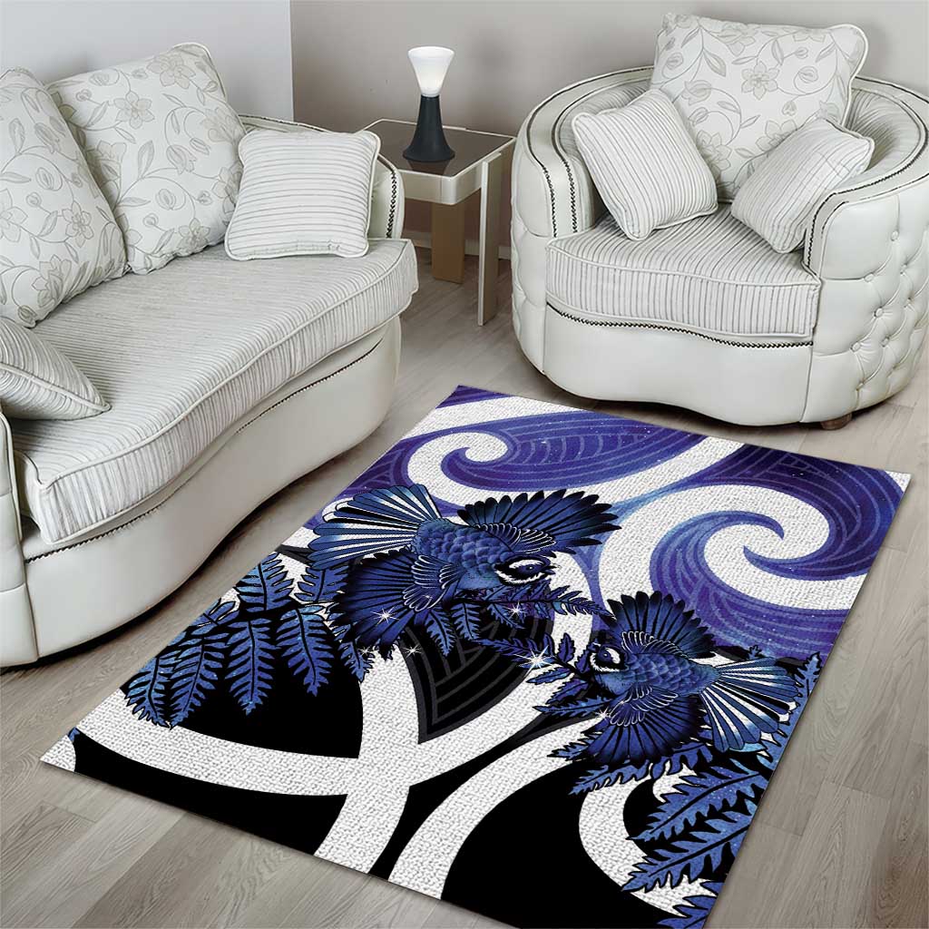 Piwakawaka New Zealand Matariki Area Rug Maori New Year Silver Fern Purple Galaxy LT14 - Polynesian Pride