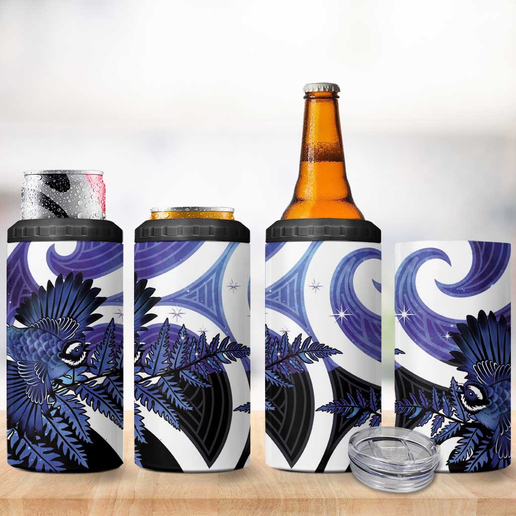 Piwakawaka New Zealand Matariki 4 in 1 Can Cooler Tumbler Maori New Year Silver Fern Purple Galaxy LT14 - Polynesian Pride
