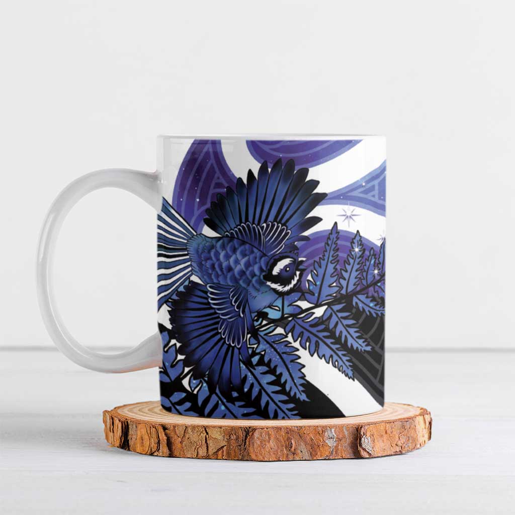 Piwakawaka New Zealand Matariki Ceramic Mug Maori New Year Silver Fern Purple Galaxy LT14 Purple - Polynesian Pride
