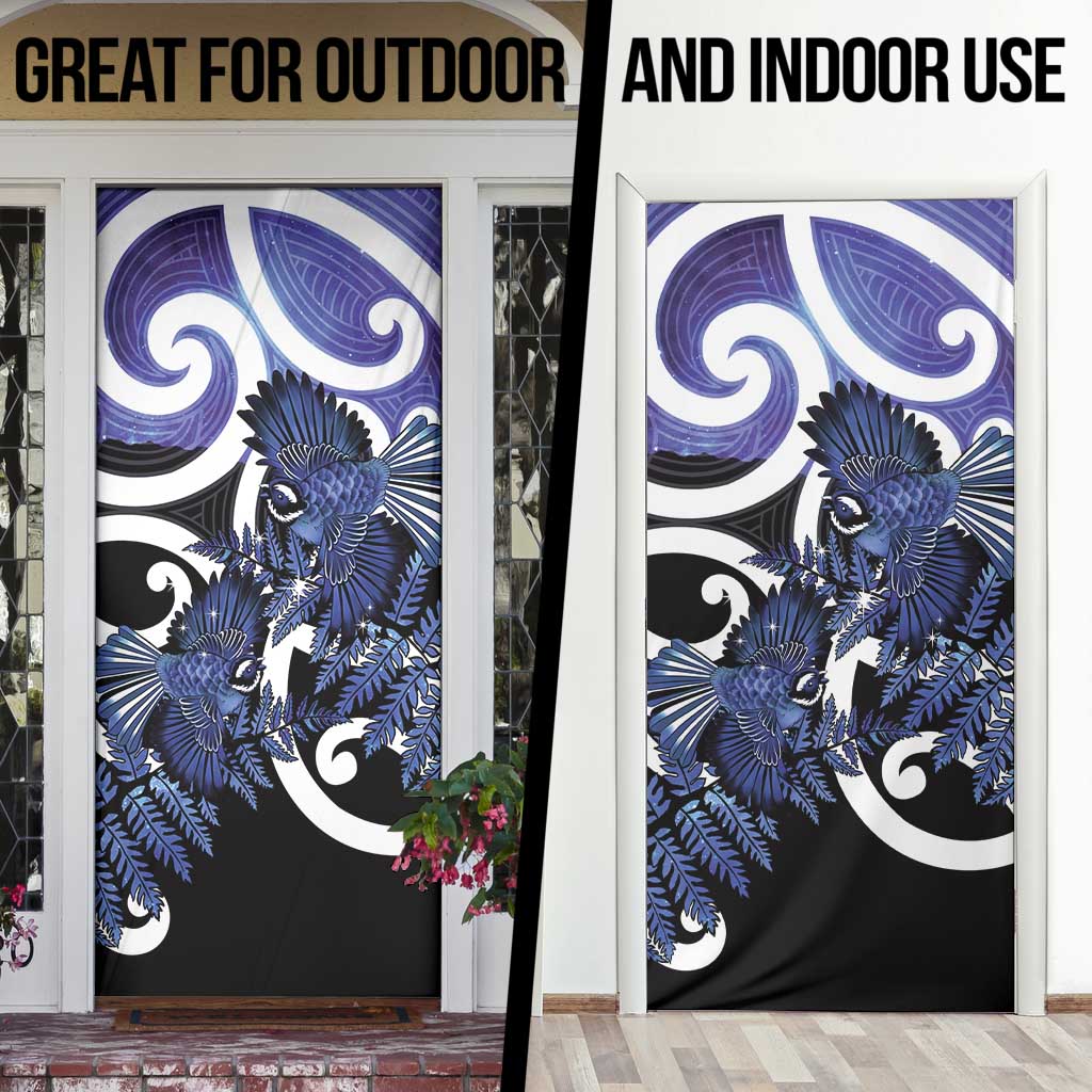 Piwakawaka New Zealand Matariki Door Cover Maori New Year Silver Fern Purple Galaxy LT14 - Polynesian Pride