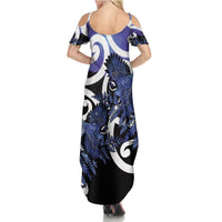 Piwakawaka New Zealand Matariki Family Matching Summer Maxi Dress and Hawaiian Shirt Maori New Year Silver Fern Purple Galaxy LT14 - Polynesian Pride