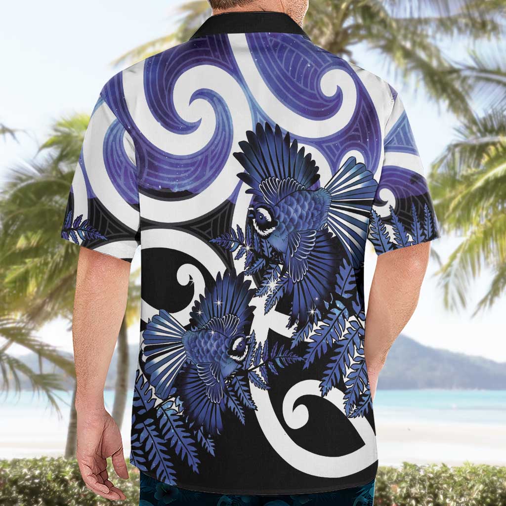 Piwakawaka New Zealand Matariki Hawaiian Shirt Maori New Year Silver Fern Purple Galaxy LT14 - Polynesian Pride