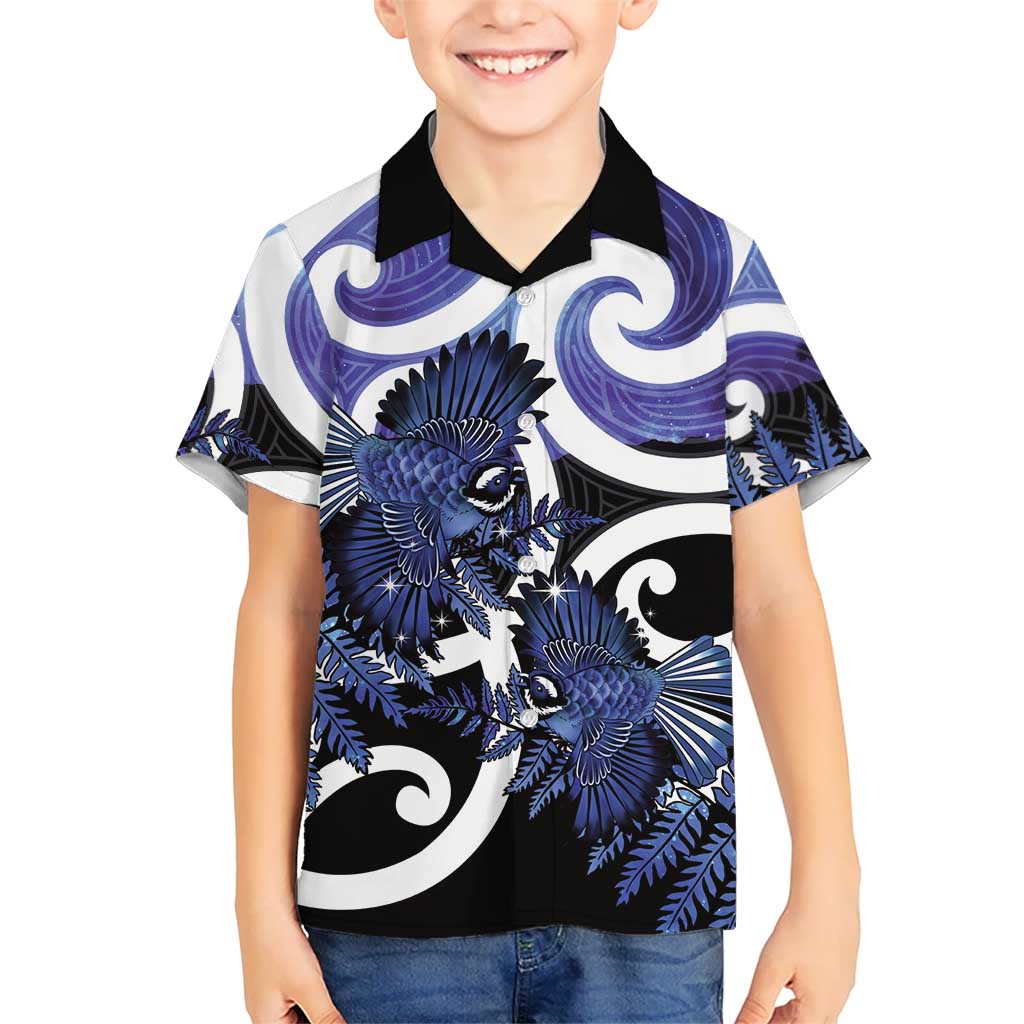 Piwakawaka New Zealand Matariki Hawaiian Shirt Maori New Year Silver Fern Purple Galaxy LT14 - Polynesian Pride