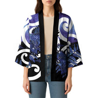 Piwakawaka New Zealand Matariki Kimono Maori New Year Silver Fern Purple Galaxy LT14 - Polynesian Pride
