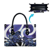 Piwakawaka New Zealand Matariki Leather Bag Maori New Year Silver Fern Purple Galaxy LT14 - Polynesian Pride