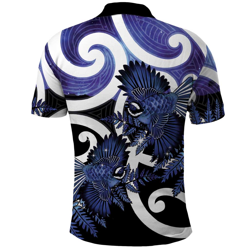 Piwakawaka New Zealand Matariki Polo Shirt Maori New Year Silver Fern Purple Galaxy LT14 - Polynesian Pride