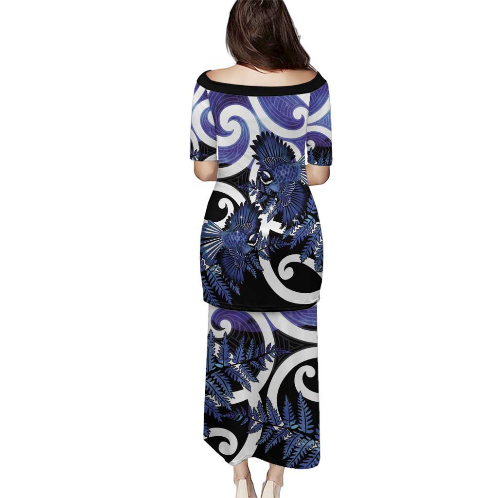 Piwakawaka New Zealand Matariki Puletasi Maori New Year Silver Fern Purple Galaxy LT14 - Polynesian Pride