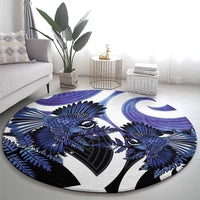 Piwakawaka New Zealand Matariki Round Carpet Maori New Year Silver Fern Purple Galaxy LT14 - Polynesian Pride