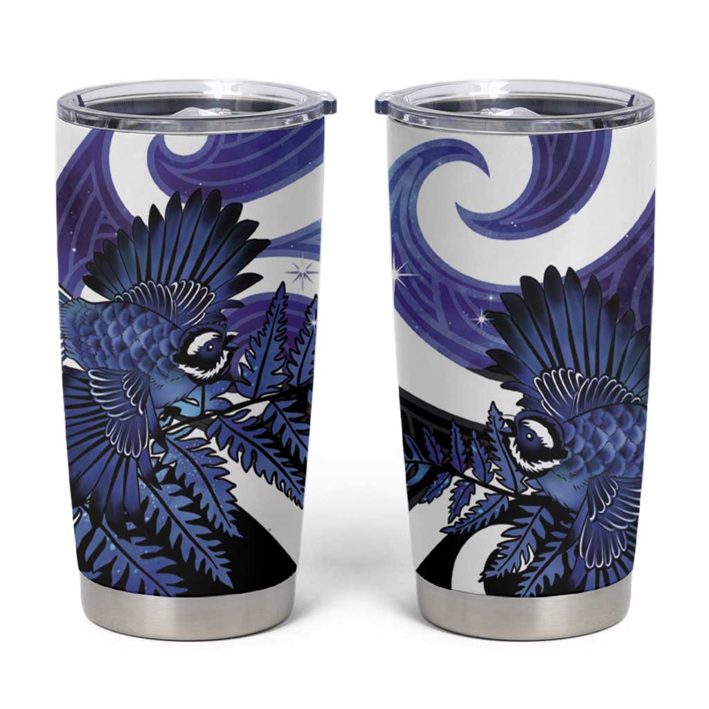 Piwakawaka New Zealand Matariki Tumbler Cup Maori New Year Silver Fern Purple Galaxy LT14 Purple - Polynesian Pride