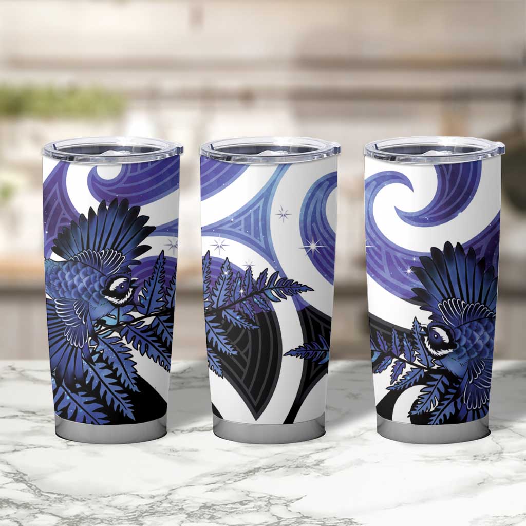 Piwakawaka New Zealand Matariki Tumbler Cup Maori New Year Silver Fern Purple Galaxy LT14 - Polynesian Pride