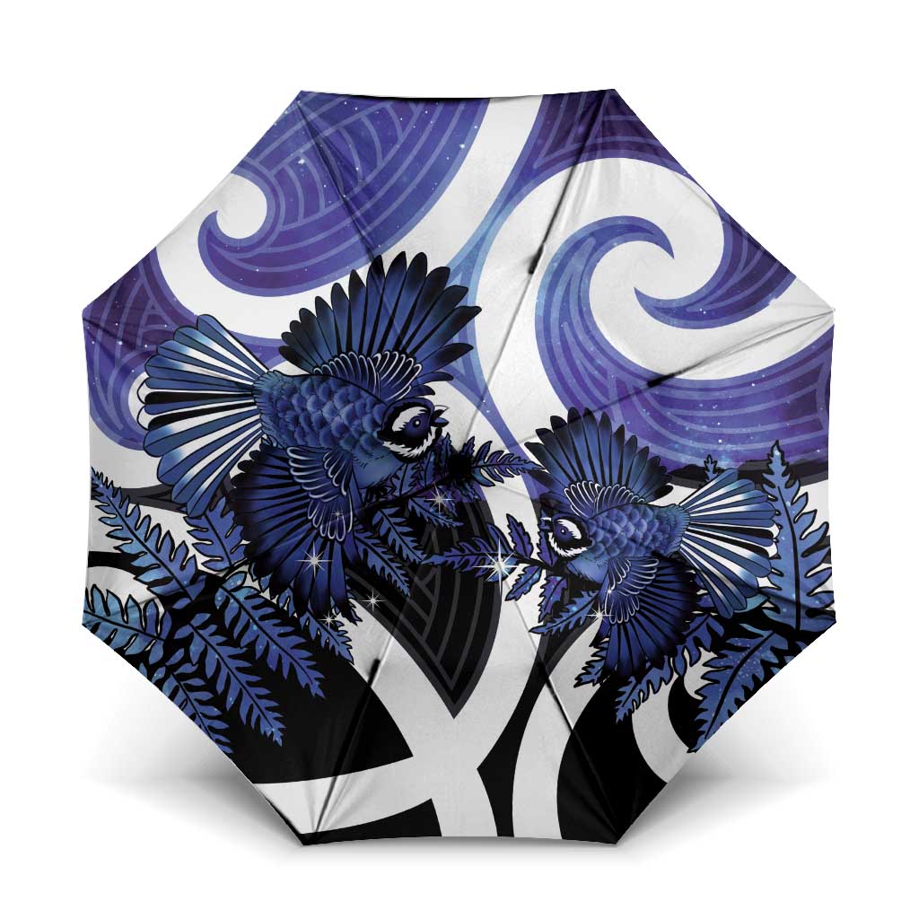 Piwakawaka New Zealand Matariki Umbrella Maori New Year Silver Fern Purple Galaxy LT14 One Size Folded 11.42 inch Opened Diameter 37.4 inch Purple - Polynesian Pride