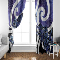 Piwakawaka New Zealand Matariki Window Curtain Maori New Year Silver Fern Purple Galaxy LT14 - Polynesian Pride