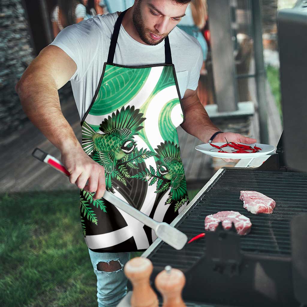 Piwakawaka New Zealand Matariki Apron Maori New Year Silver Fern Green Galaxy LT14 - Polynesian Pride