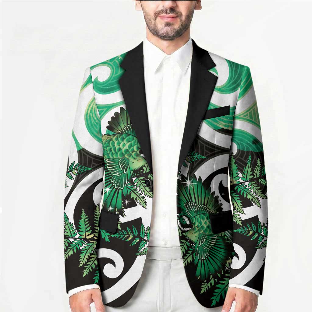 Piwakawaka New Zealand Matariki Blazer Maori New Year Silver Fern Green Galaxy LT14 - Polynesian Pride