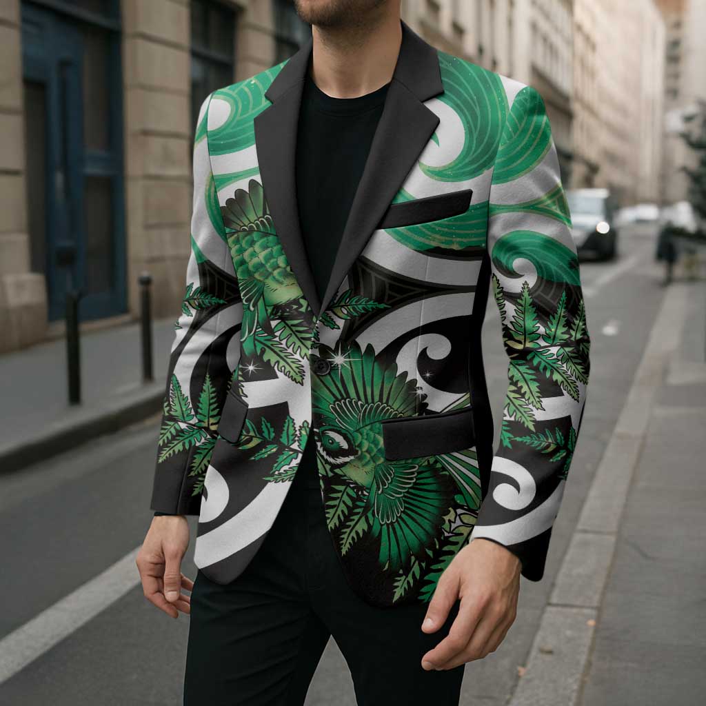 Piwakawaka New Zealand Matariki Blazer Maori New Year Silver Fern Green Galaxy LT14 - Polynesian Pride