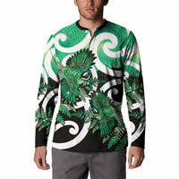 Piwakawaka New Zealand Matariki Button Sweatshirt Maori New Year Silver Fern Green Galaxy LT14 - Polynesian Pride