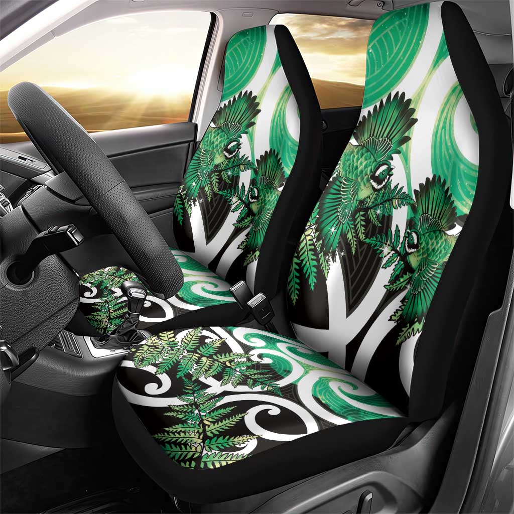 Piwakawaka New Zealand Matariki Car Seat Cover Maori New Year Silver Fern Green Galaxy LT14 - Polynesian Pride
