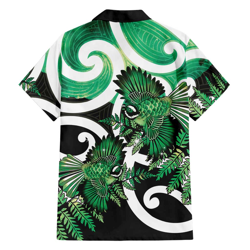Piwakawaka New Zealand Matariki Family Matching Mermaid Dress and Hawaiian Shirt Maori New Year Silver Fern Green Galaxy LT14 - Polynesian Pride