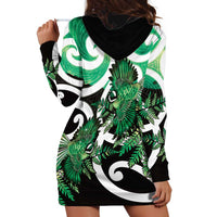 Piwakawaka New Zealand Matariki Hoodie Dress Maori New Year Silver Fern Green Galaxy LT14 - Polynesian Pride