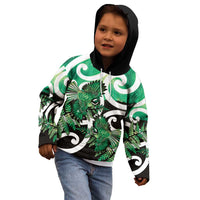 Piwakawaka New Zealand Matariki Kid Hoodie Maori New Year Silver Fern Green Galaxy LT14 - Polynesian Pride