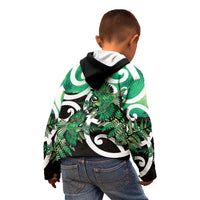 Piwakawaka New Zealand Matariki Kid Hoodie Maori New Year Silver Fern Green Galaxy LT14 - Polynesian Pride