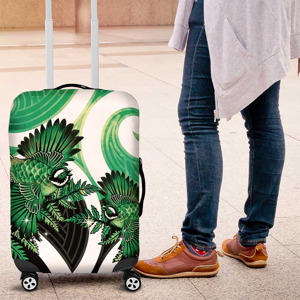 Piwakawaka New Zealand Matariki Luggage Cover Maori New Year Silver Fern Green Galaxy LT14 Green - Polynesian Pride