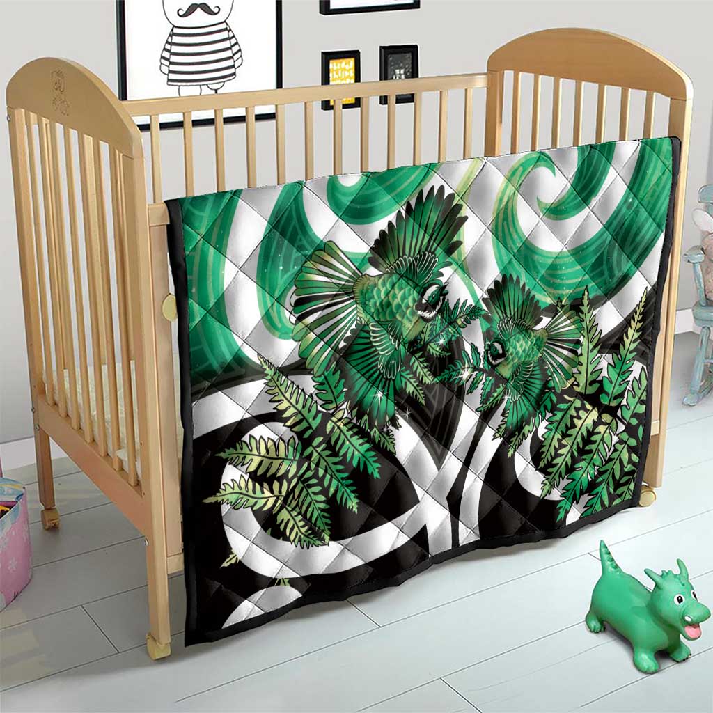 Piwakawaka New Zealand Matariki Quilt Maori New Year Silver Fern Green Galaxy LT14 - Polynesian Pride