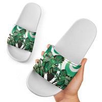 Piwakawaka New Zealand Matariki Slide Sandals Maori New Year Silver Fern Green Galaxy LT14 - Polynesian Pride