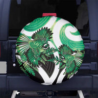 Piwakawaka New Zealand Matariki Spare Tire Cover Maori New Year Silver Fern Green Galaxy LT14 No hole Green - Polynesian Pride