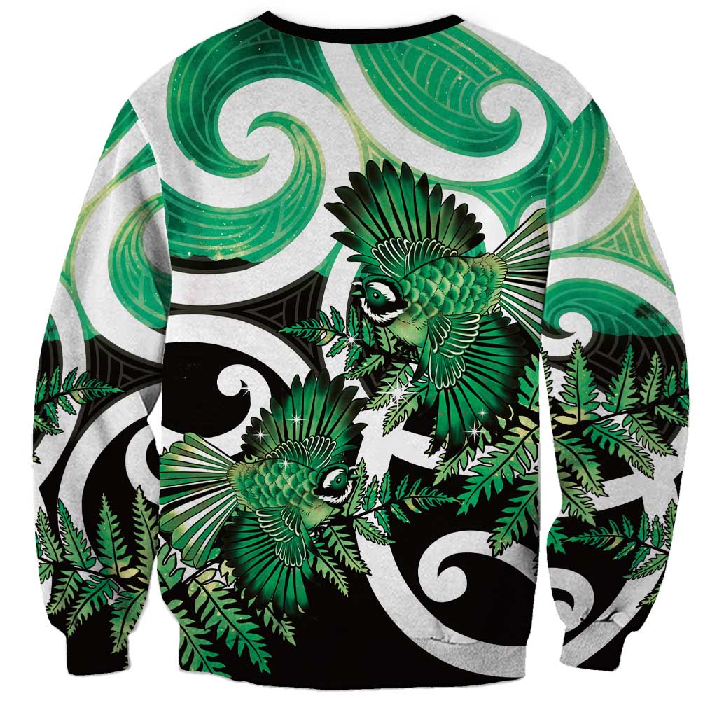 Piwakawaka New Zealand Matariki Sweatshirt Maori New Year Silver Fern Green Galaxy LT14 - Polynesian Pride