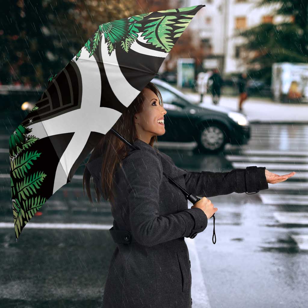 Piwakawaka New Zealand Matariki Umbrella Maori New Year Silver Fern Green Galaxy LT14 - Polynesian Pride